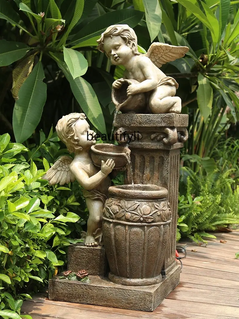 

European Fountain Landscape Outdoor Flowing Water Ornaments Home Garden Layout Courtyard Waterscape Landscaping Decoration