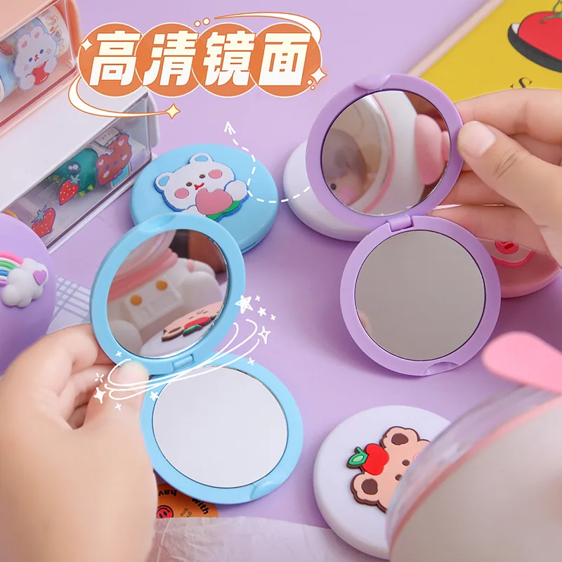 Cute Massage Folding Mirror Portable Pocket Small Travel Girl Hair Brush with Mirror Styling Tools Mini Pocket Mirror