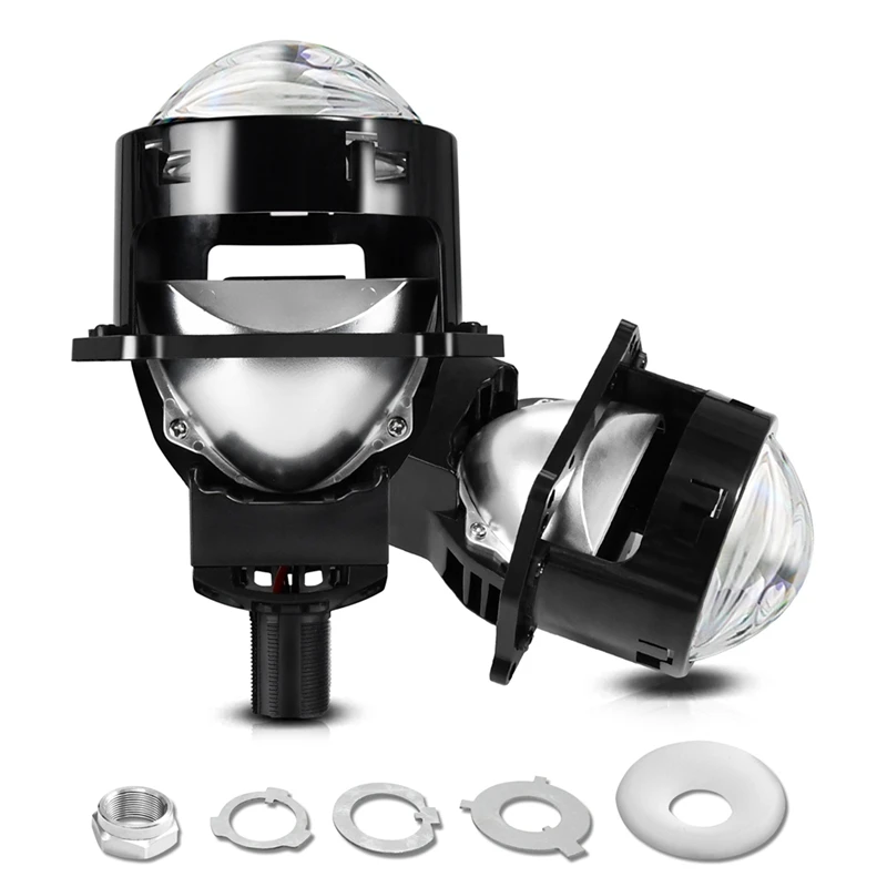 

3 Inch Bi LED Projector Lens White Headlight Halo Lights For H4 H7 9005 9006 10000LM 6000K High Low Beam LHD