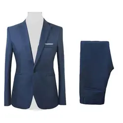 Men Suit Formal Party Long Sleeve Blazer Suit Pants Men's Solid Color Slim Fit Casual Business Suit Set Business Two-piece Set