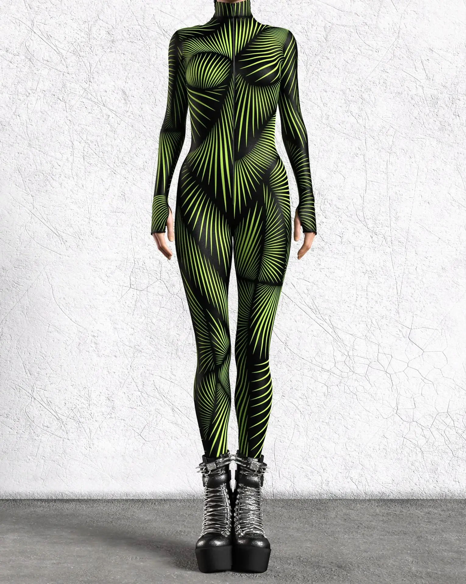 

Holiday Party Green Line Jumpsuit Punk Morphsuit Halloween Robot Cosplay Bodysuit Zentai Suit Rave Cycling Catsuits 2026