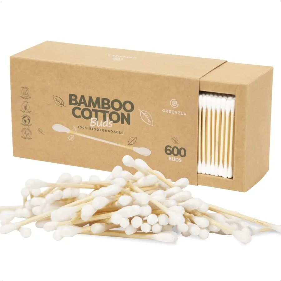 Confezione da 600 tamponi di cotone organico Tamponi per orecchie ipoallergenici naturali biodegradabili senza cloro CrueltyFree Viene forniti con EcoFriendly Ho