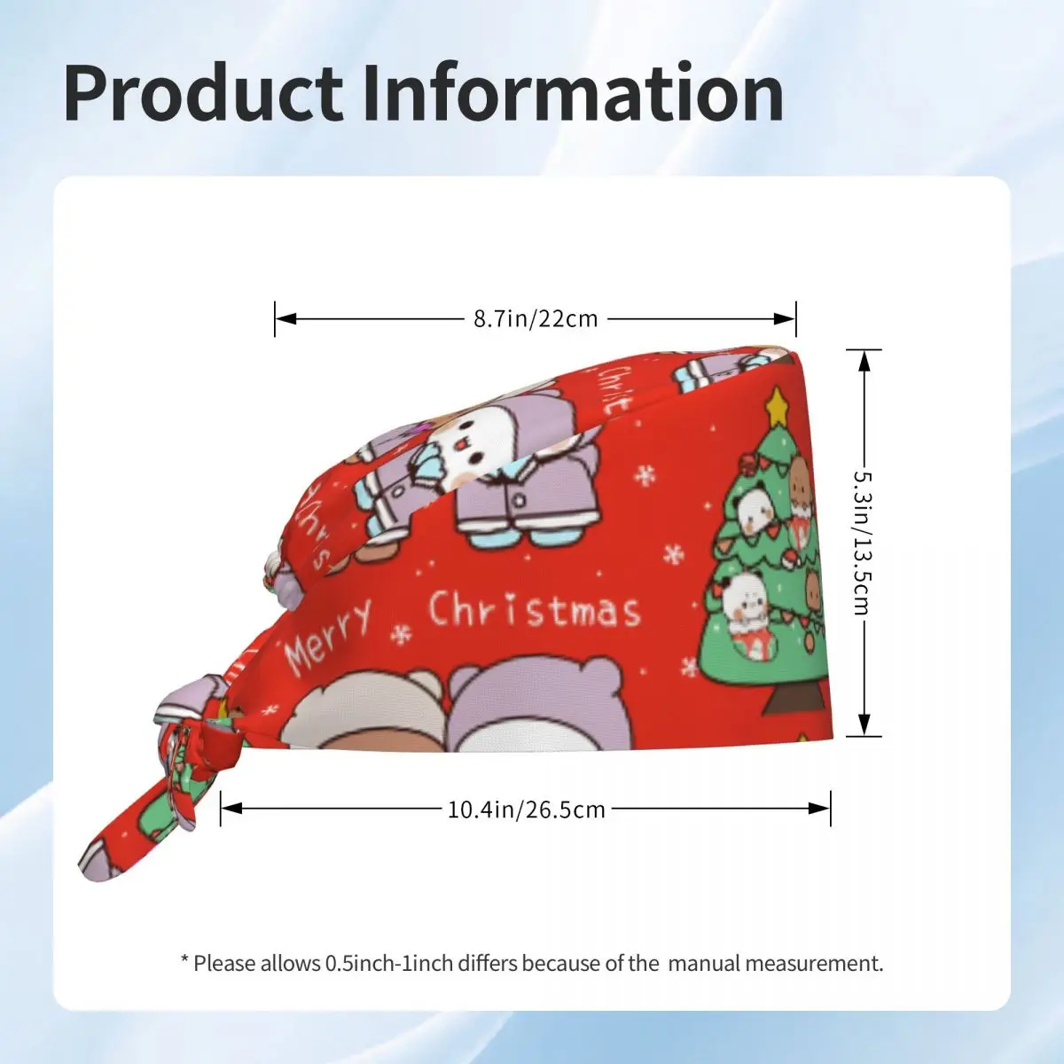 Chapéus de enfermagem dudu bubu boné de trabalho feliz natal moda chapéu médico para mulheres unissex padrão de cabelo longo boné de trabalho