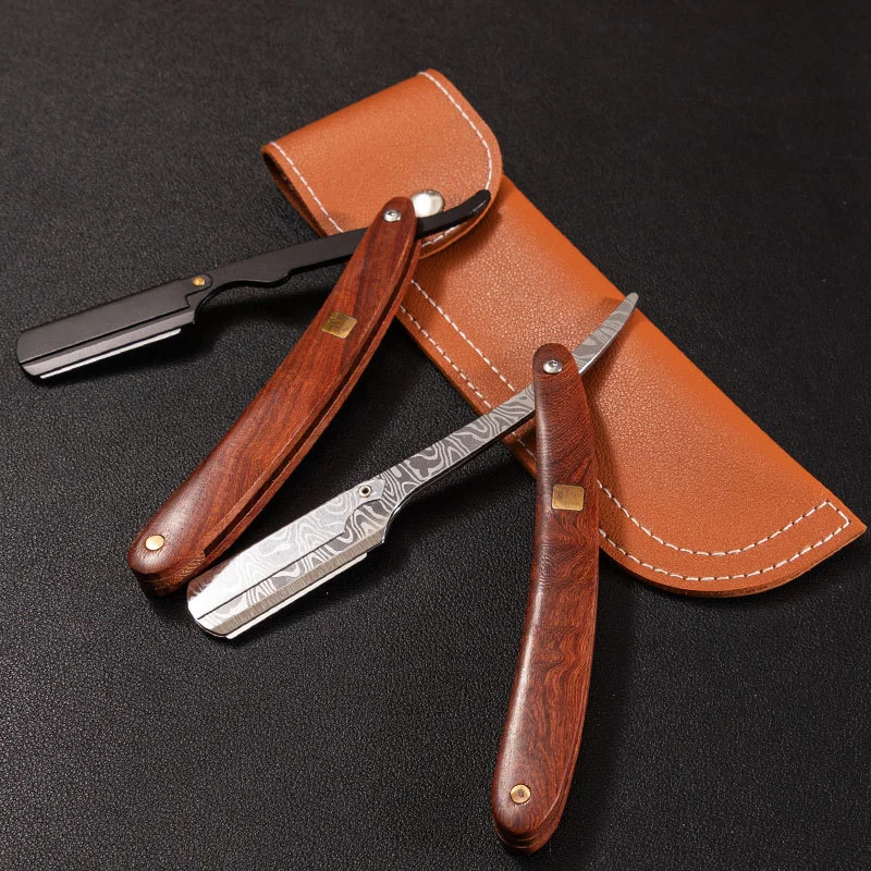 Profesjonalne golarki fryzjerskie z drewnianą rączką, golarki do golenia z wymiennymi ostrzami, golarki męskie, prezent dla mężczyzn.