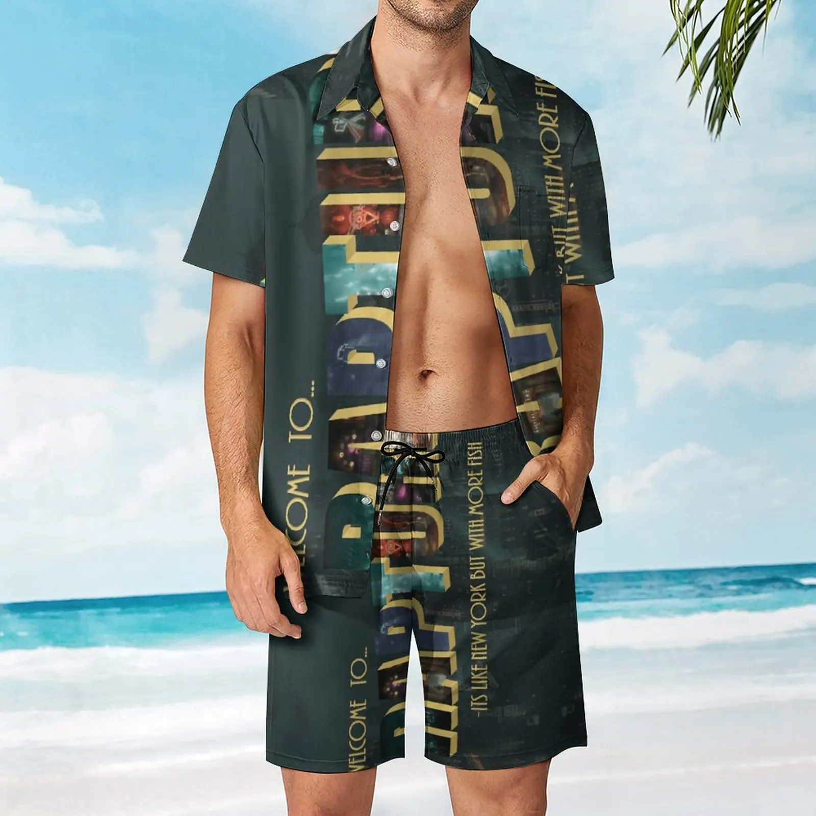 Welcome To Rapture For Sale Men's Beach Suit Cute 2 Pieces Pantdress  High Grade  Swimming Eur Size