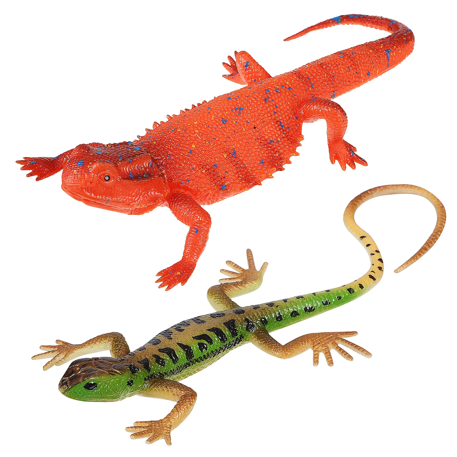 2 Pcs Danimals Simulation Model Fake Lizard Sculpture Boy Realistic Artificial Plaything