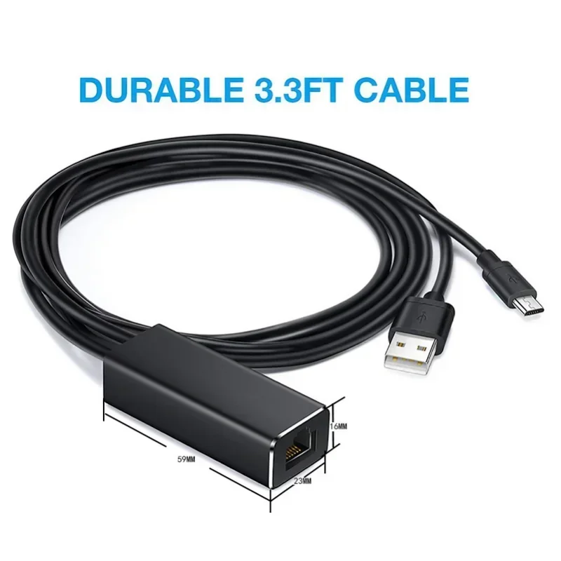 이더넷 네트워크 카드 어댑터, 마이크로 USB 전원, 파이어 TV 스틱 크롬캐스트용, RJ45, 10, 100Mbps