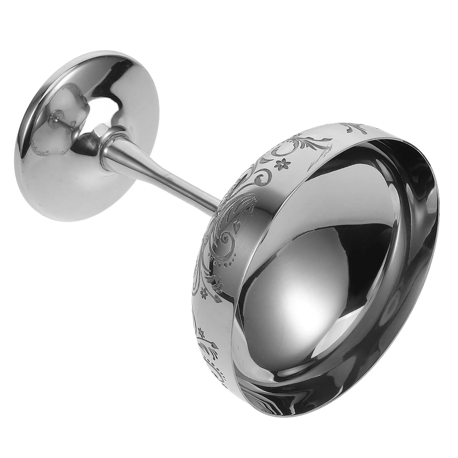 

Stainless Steel Ice Cream Cup Caramel Cups Glass Post Silver Travel Etched Flower Dessert Bowl Reusable Glass