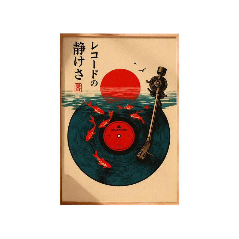 Japanischer Vintage-Musik-Leinwanddruck, rahmenlos, abstraktes japanisches Wandkunst-Poster für Wohnzimmer und Schlafzimmer, Dekoration, Geschenk – Detail 5