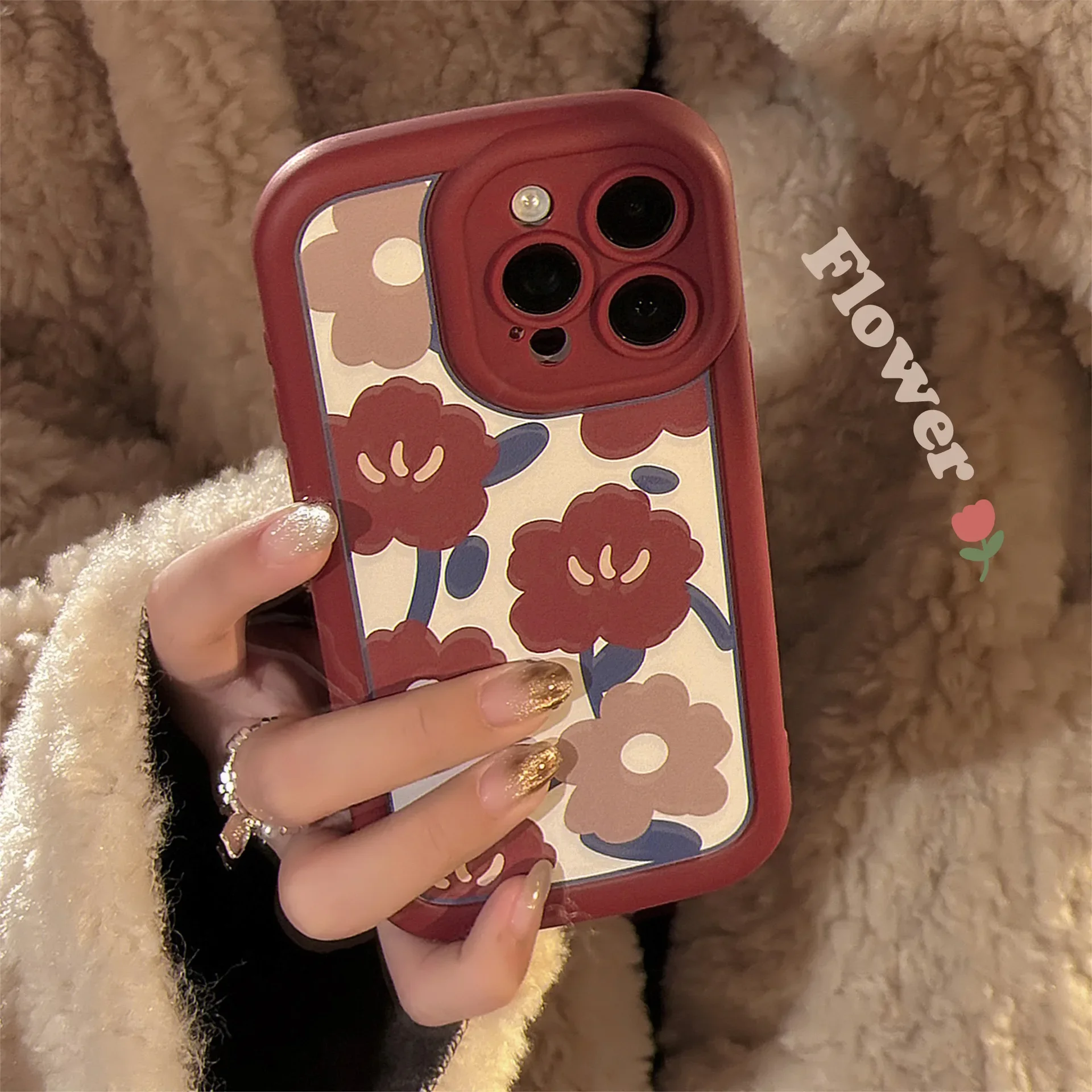 Art wind flower IPHONE16 mobile phone case iphone15 silicone 11 for 14promax retro 12 all-inclusive soft