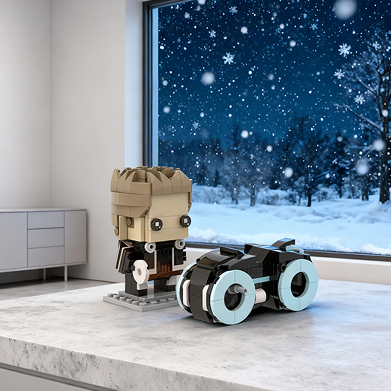 259 Piezas MOC Sam Flynn TRON Legacy Light Cycle Brickheadz, Bloques de Construcción de Modelos, Regalos de Navidad, Juguetes, Idea de Construcción, Educación