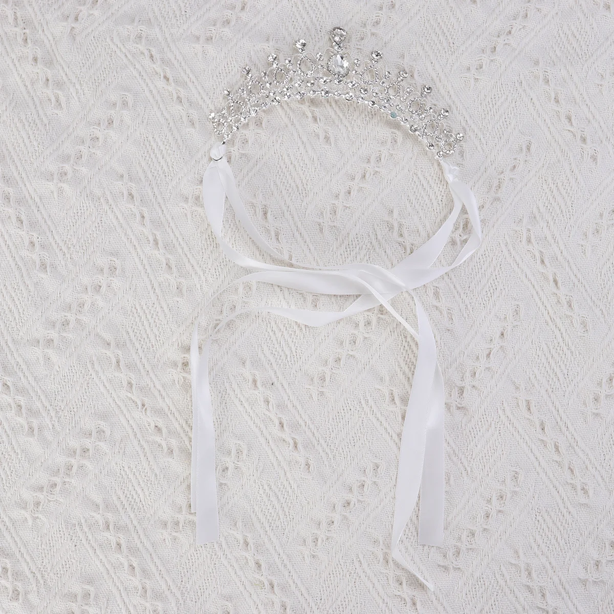 

Pearl Rhinestone Crown 14*6.2Cm White Crystal Teardrop Hair Barrettes Bridal Wedding Party Prom Decor Floral Hairband