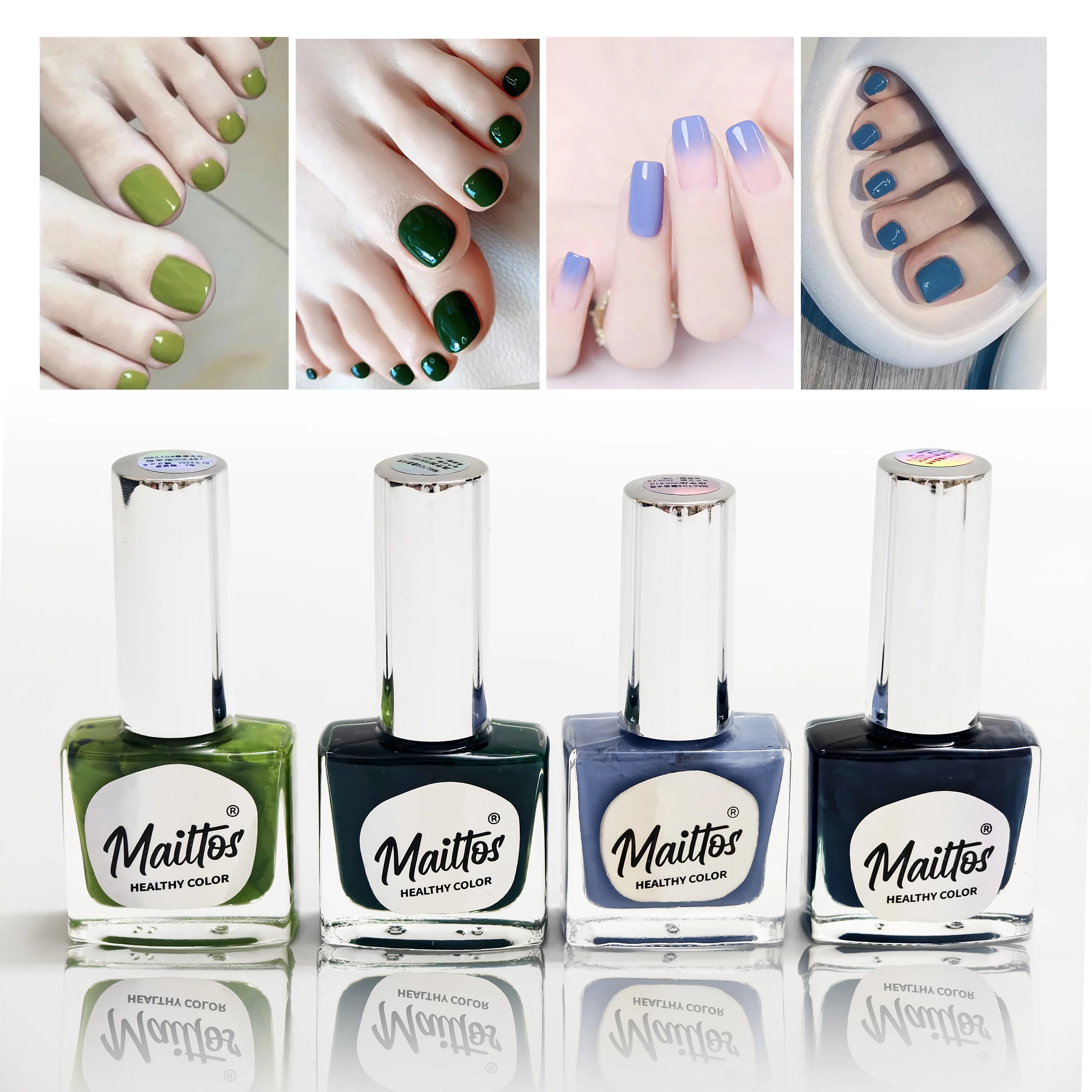 

12mlx4 [413,454,461,462] , Water-based Nail Polish, Oderless, dry quickly, No need lamp, easy tear