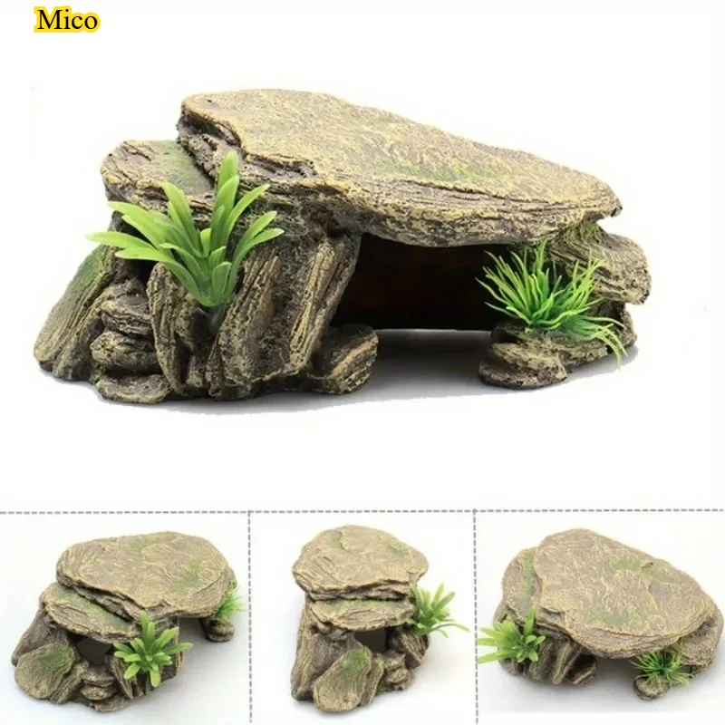 

1PC Artificial Turtle Terrace Hideout, Aquarium Garden Landscape Decor, Reptile Resting Platform for Turtles Frogs Fish