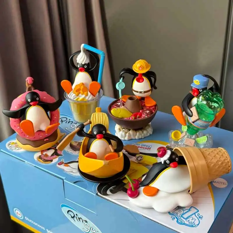 Lindo personaje de Anime Pingu, caja ciega de la serie del pequeño pingüino glotón, juguetes de moda, adorno, caja misteriosa, regalos periféricos sorpresa