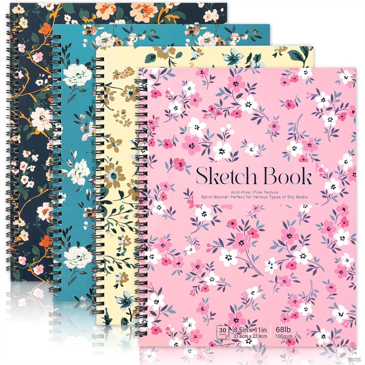 

4 Pack Sketch Book 8.5x11 Inch Sketchbook 68lb 100gsm Spiral Bound Sketch Pad Acid Free Art Supplies Drawing Painting Sketching Paper for Artists 30 Sheets Each