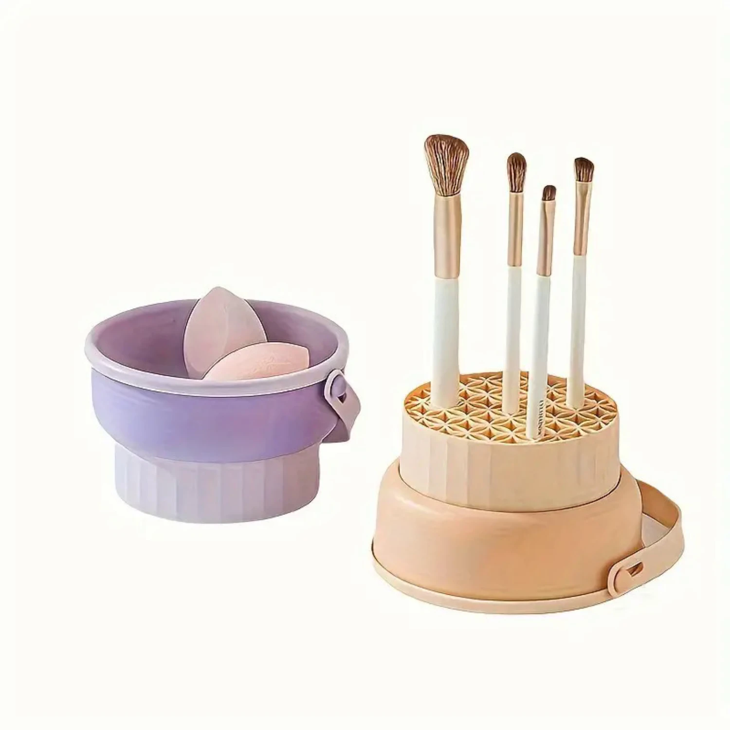 

Efficient Silicone Makeup Brush & Sponge Cleaner with Drying Rack - Compact and Odorless