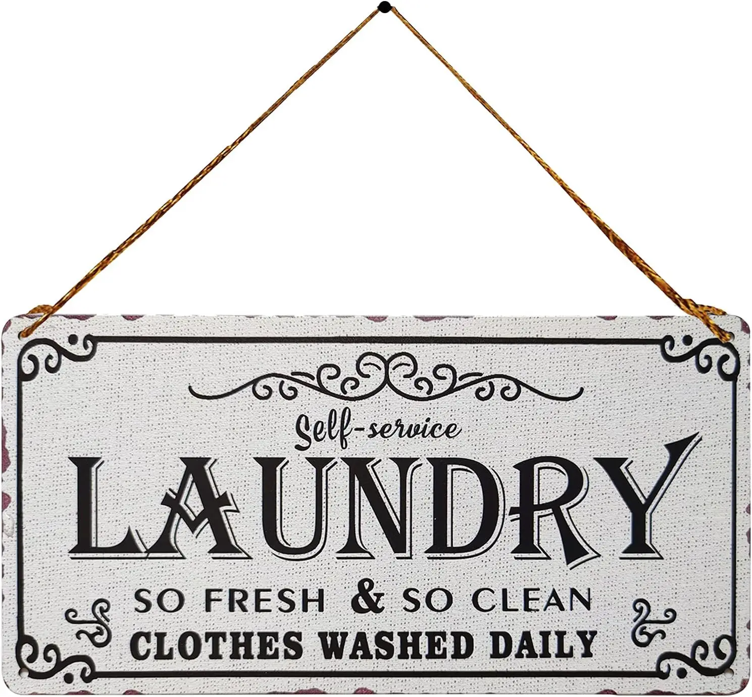 ZOVSON self-service Laundry Room Decor Vintage Metal Sign Wall Art Hanging Sign Rustic Farmhouse Home Decor for Washroom, Bathro