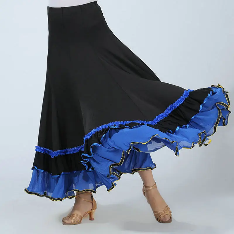 Costume da danza spagnola Costume da danza classica zingara Abito da flamenco per donna Gonne altalena Corazzata Sala da ballo Prestazioni del ventre