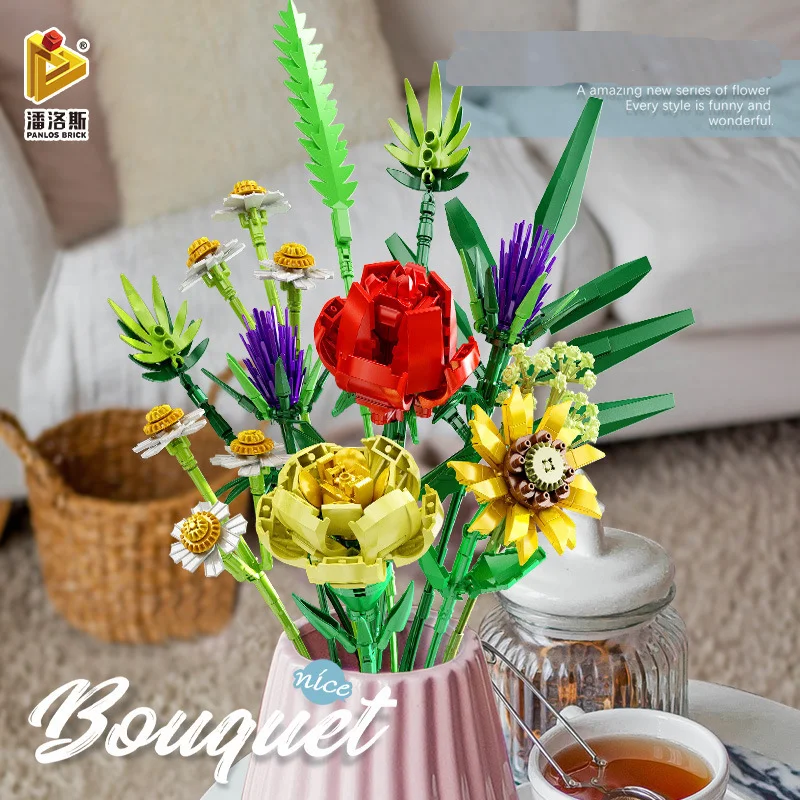 Building Blocks Flower Collection timeless romantic bouquet Home decor Mother Holiday Gift Building blocks children's toys