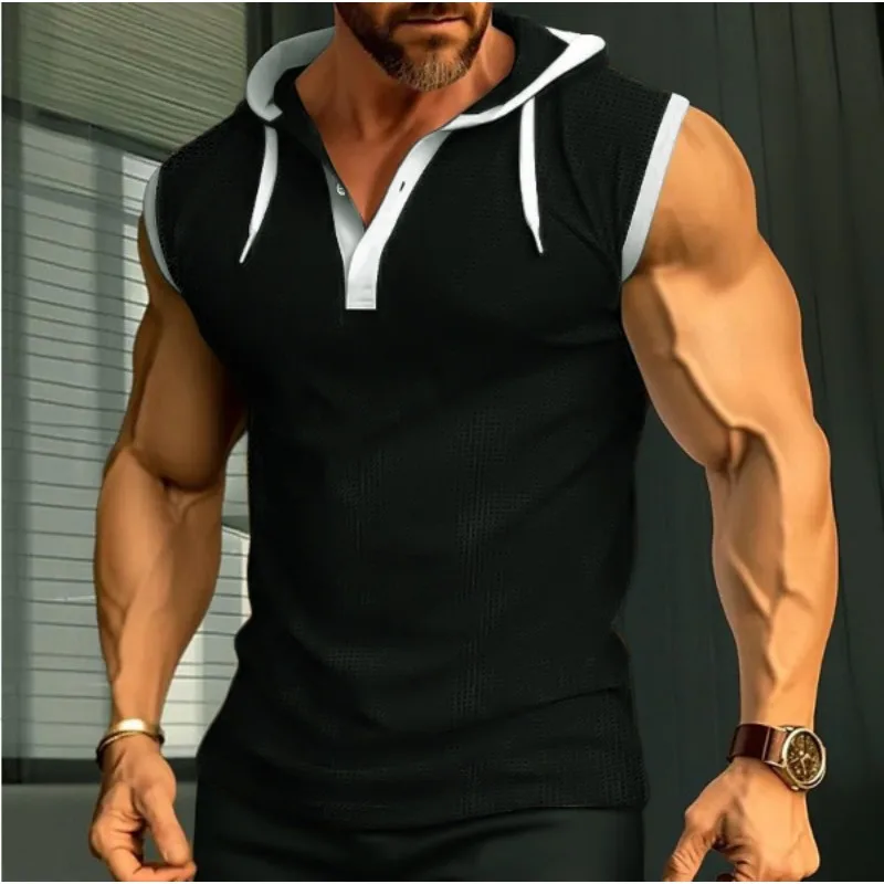 Summer Polo Shirt Muscle-Building Quick-Dry Breathable Mens Tank Top Sport Clothes Men Gym