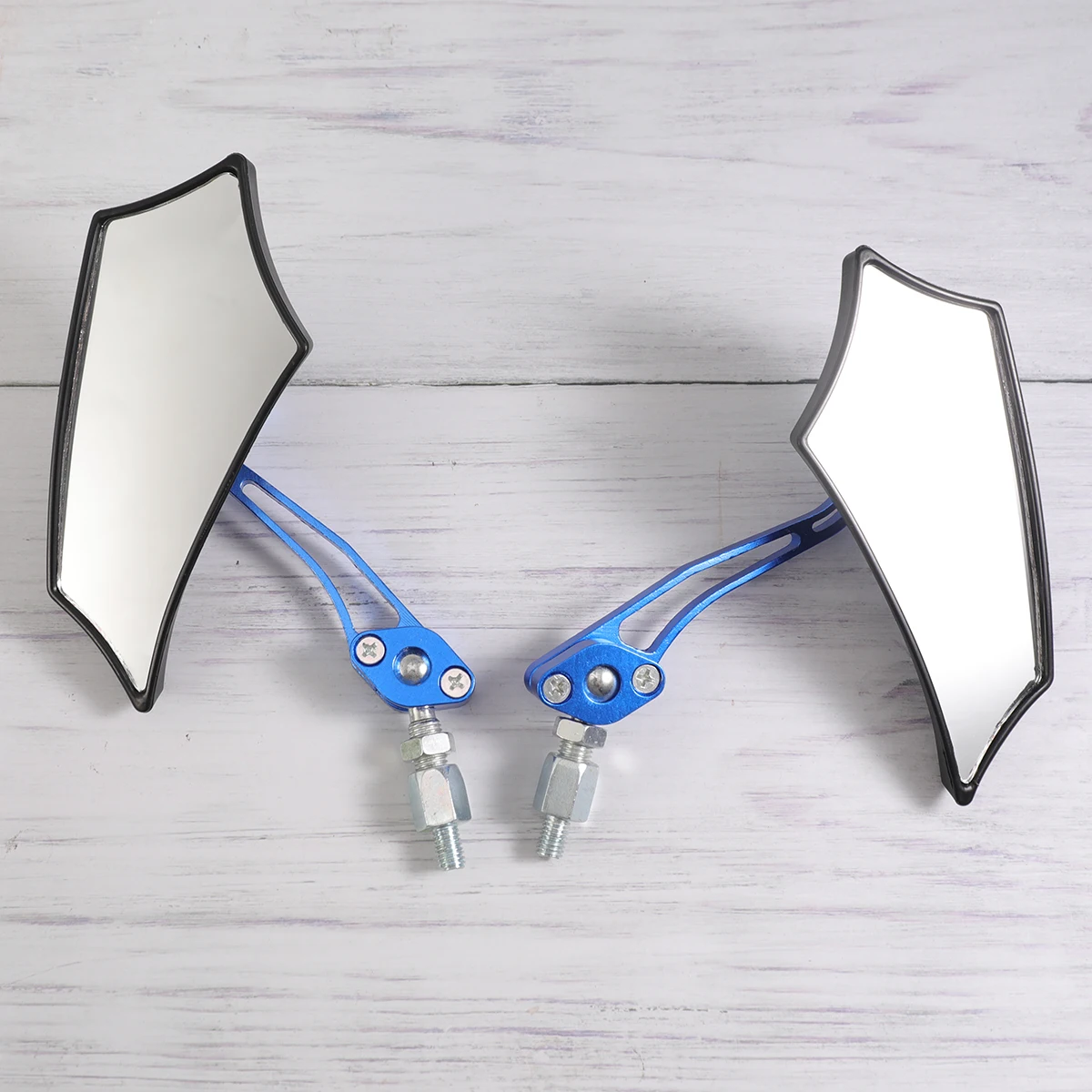 

2pcs Alloy Rearview Mirrors For Motorbike Scooter Bicycle Electric Bike Blue Lightweight Scratch Resistant Large Lens Durable