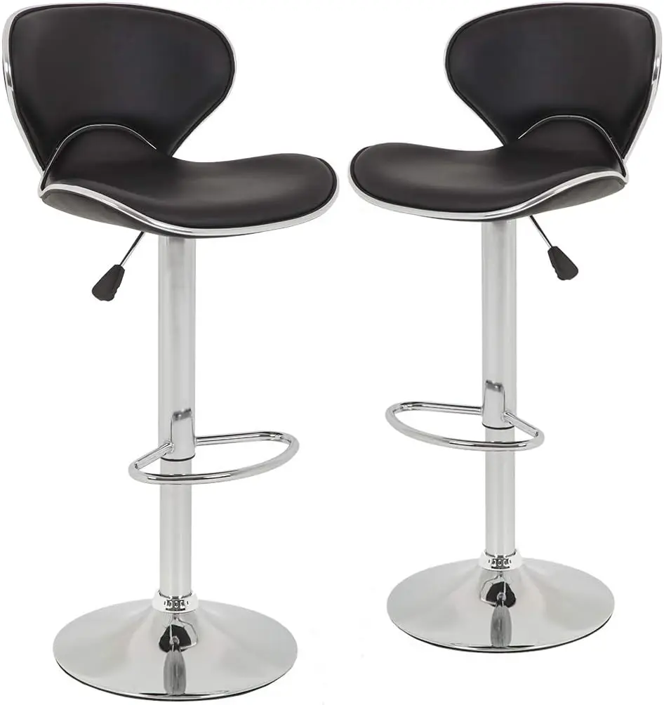 Bar Stools Set of 2, Counter Height Adjustable Bar Stools with Back Stool PU Leather Swivel Bar Stool Dining Chairs