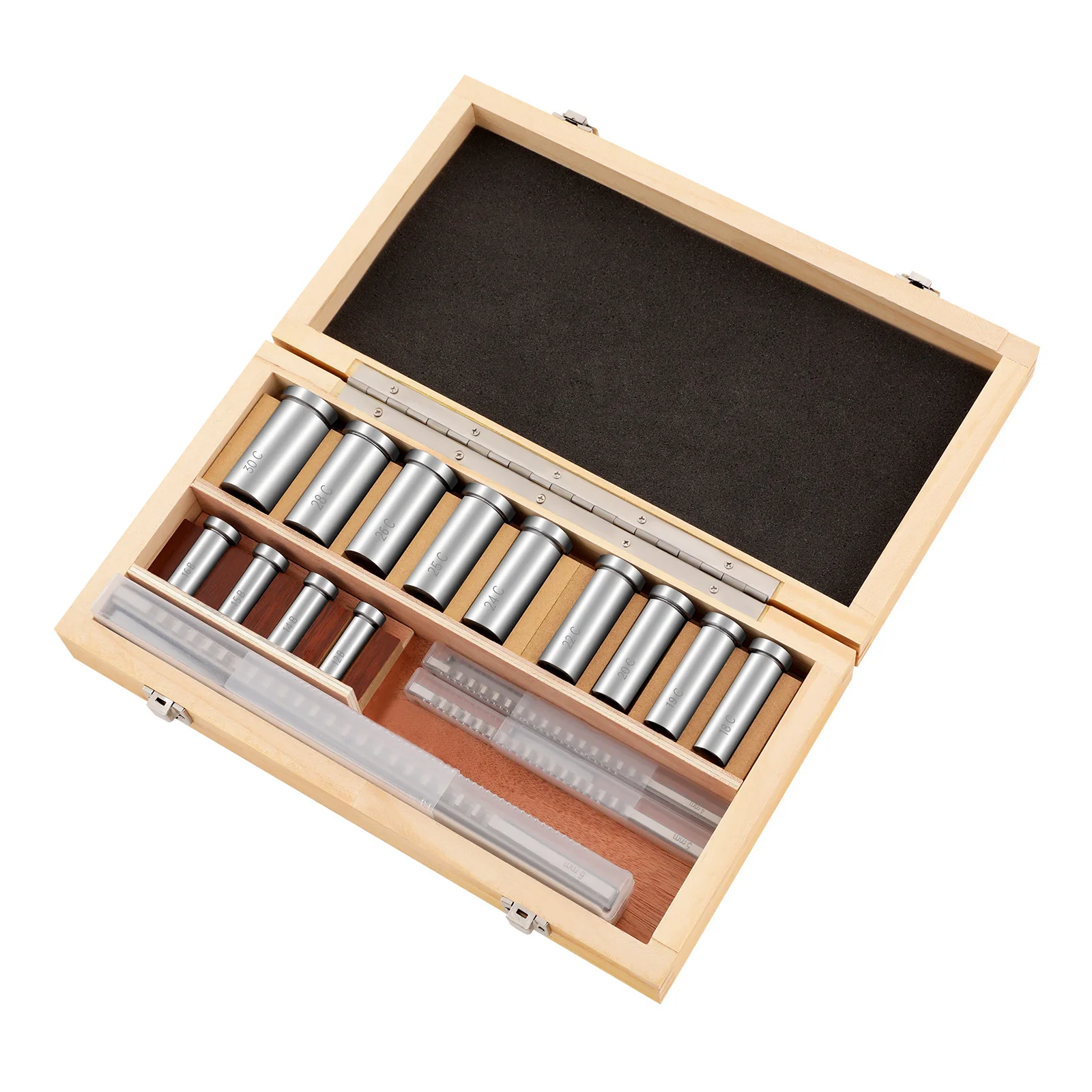 Zestaw 22 szt. wytaczaków do rowków śrubowych z etui, stal szybkotnąca, 4 wytaczaki, 5 podkładek, 13 tulejek, metryczny standard, narzędzie do cięcia rowków śrubowych CNC.