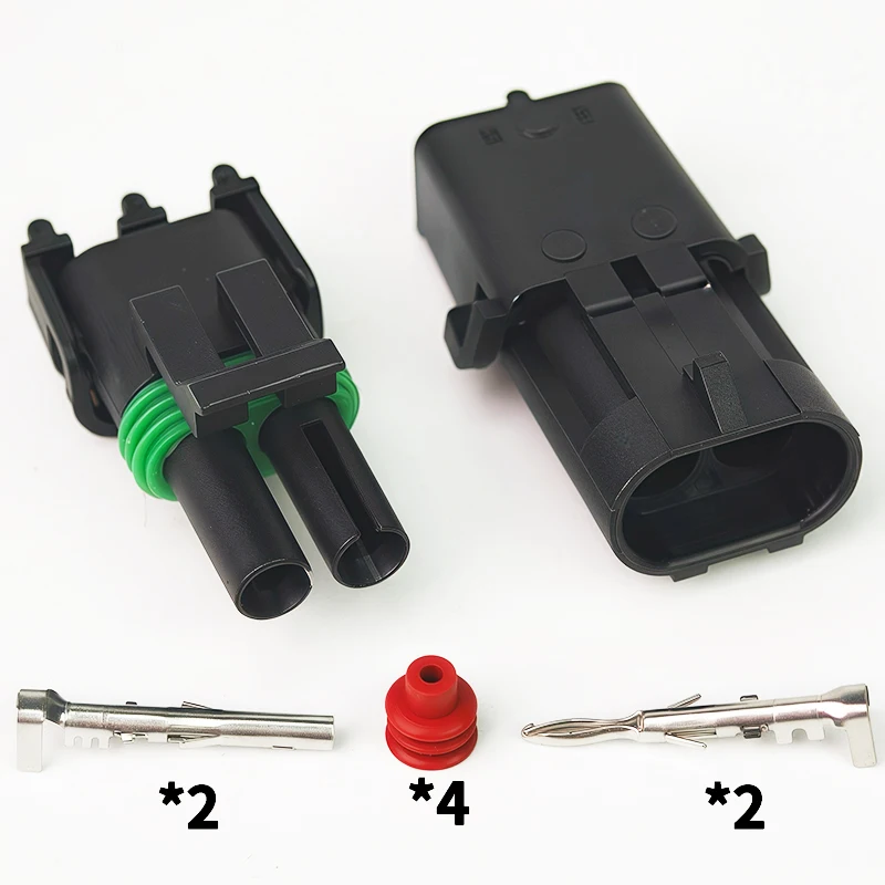 2 Pin 2.5mm Waterproof Automotive Connector Male Female Fuel Injector Socket Cable Wiring Plug with Terminals 12015792 12010973