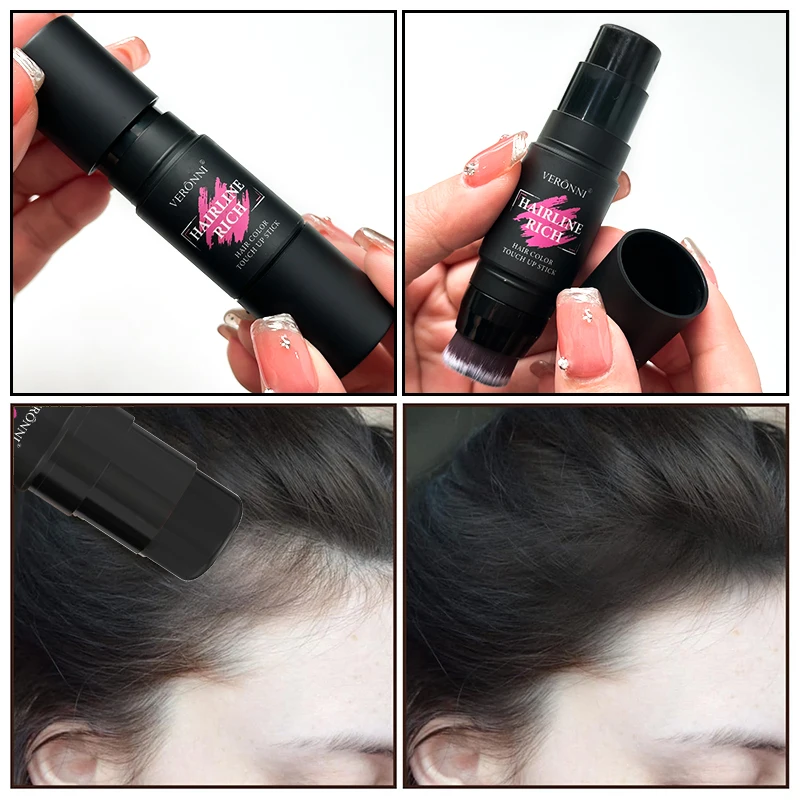 2-in-1 Hairline Filling Cream Stick-Hairline Rich Stick with Brush,Waterproof Matte for Gray Roots & Thinning Hair Concealer