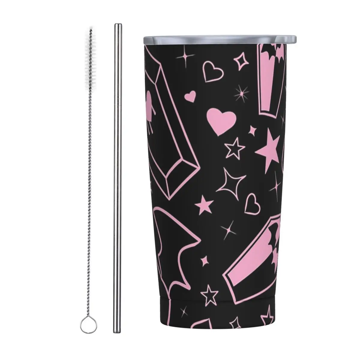 Draculaura Goth Vampire With Fangs Coffins Bats Stainless Steel Tumbler Vacuum Insulated Mug Thermal Cold Bottle Straw With Lid