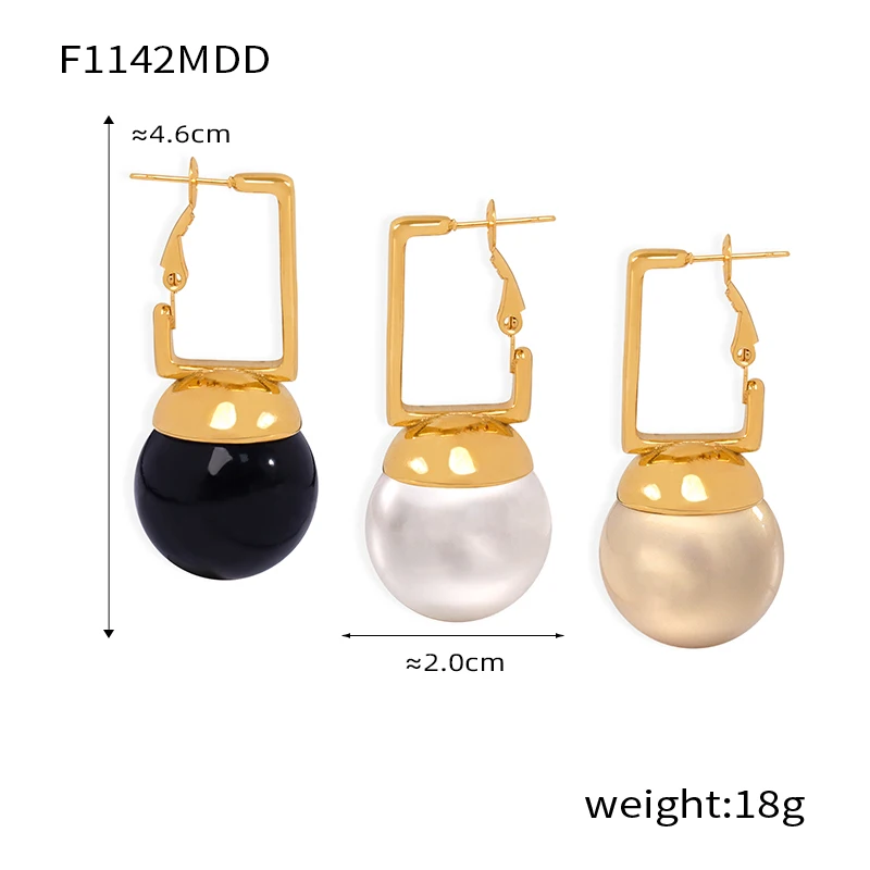 Shell Bead Pendant Stainless Steel Earrings For Women 18K Gold Plated Waterproof Elegant Women\'s Dangle Earring Luxury Jewelry