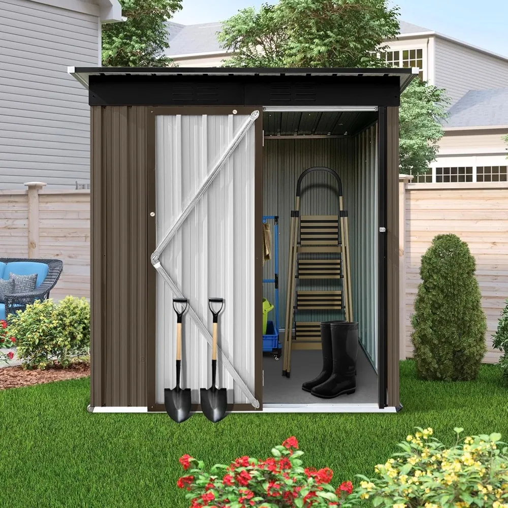 5x4FT Outdoor Storage Shed, Storage Shed Equipped with Vents, Tool Shed with Door and Padlock, Ideal for Backyards