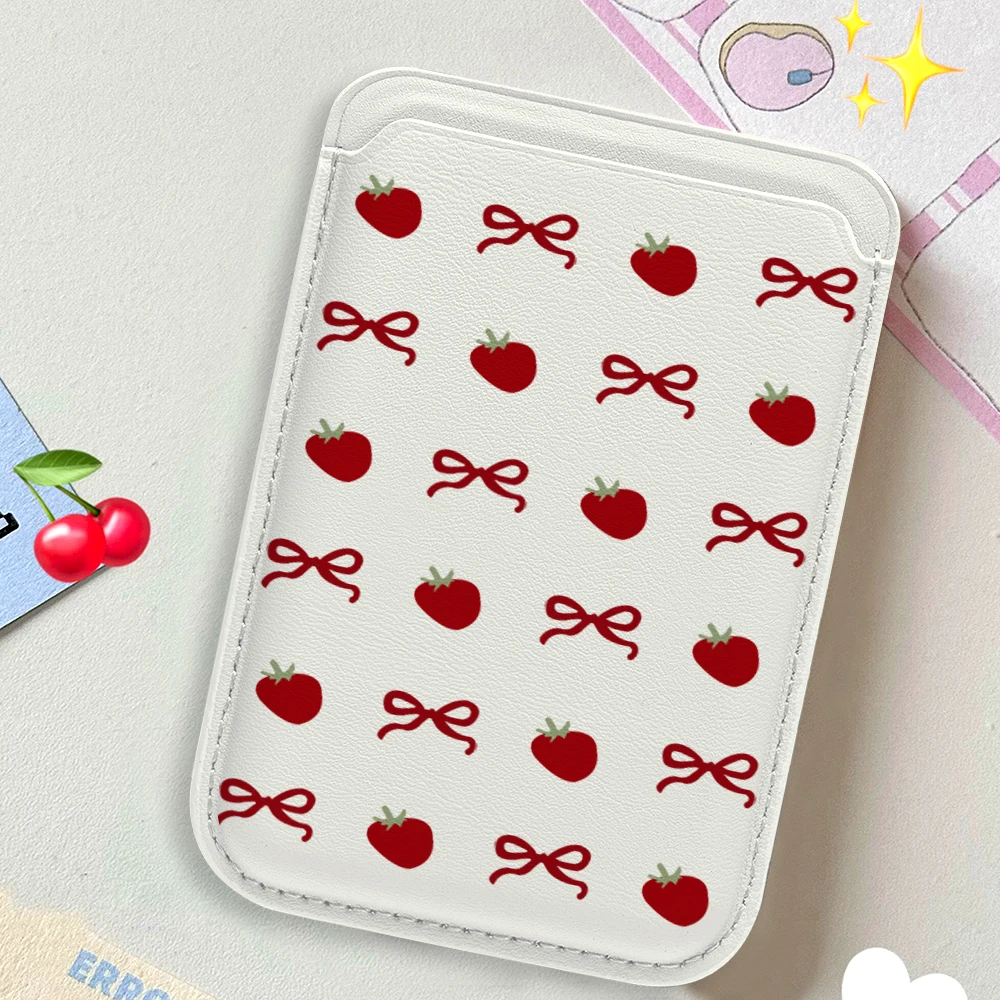 Leder-Kartenetui mit Magnetverschluss, Niedliche Tomatenhülle, Geeignet für alle iPhones, für Magsafe-Kartenhalter, Rückseitentasche für Handys – Detail 7