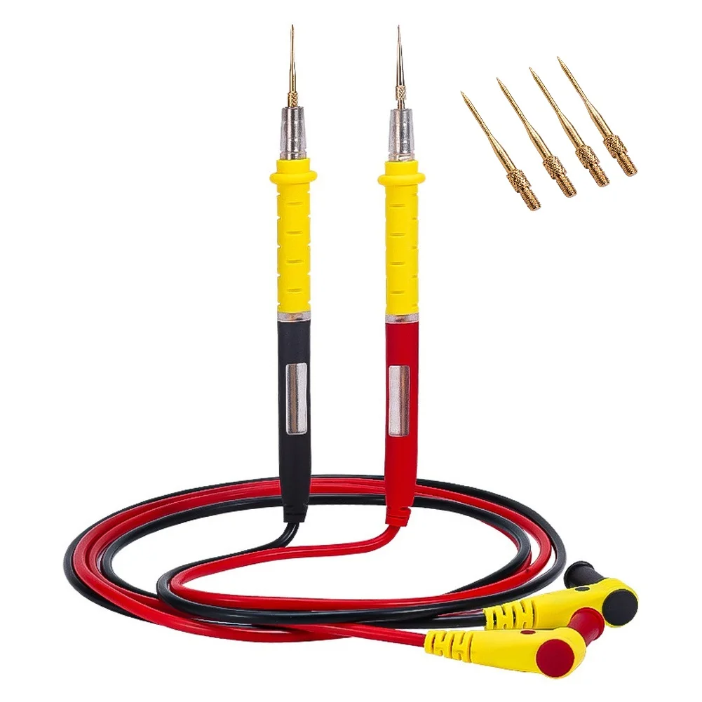 Long-Lasting Silicone Multimeter Test Leads With Extra Pointed Gold-Plated Copper Probes Compatible With Most Multimeter Brands