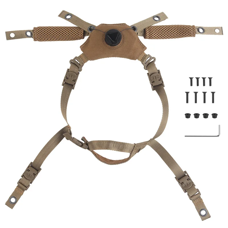 Tactical Helmet Accessories 3.0 Nylon Webbing Adjustment Elastic Steel Wire Button Portable Buckle Cushioning Breathable