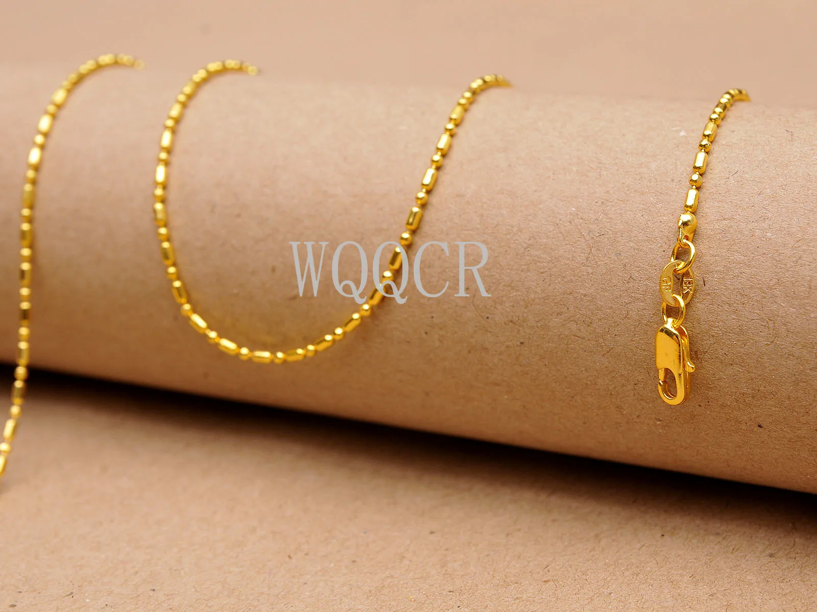 1PCS Women's High Jewelry 1.2MM 18 K Gold Column Ball Chain Necklace Charm Gold Necklace 16