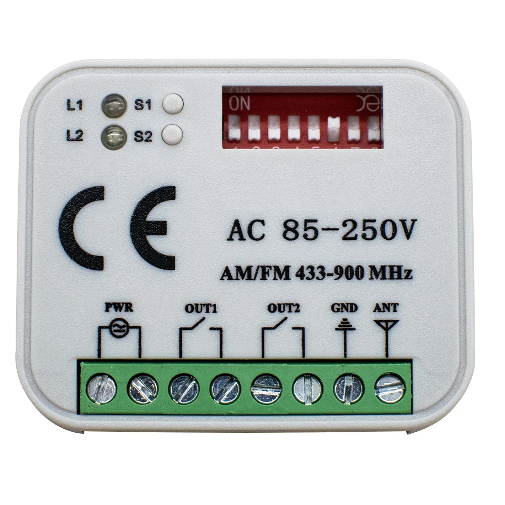

Universal Garage Door Receiver AC 220V 9-30V 2CH Frequency 300-900MHz Controller Switch For 433 868 MHz Remote Control