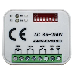 Universal Garage Door Receiver AC 220V 9-30V 2CH Frequency 300-900MHz Controller Switch For 433 868 MHz Remote Control