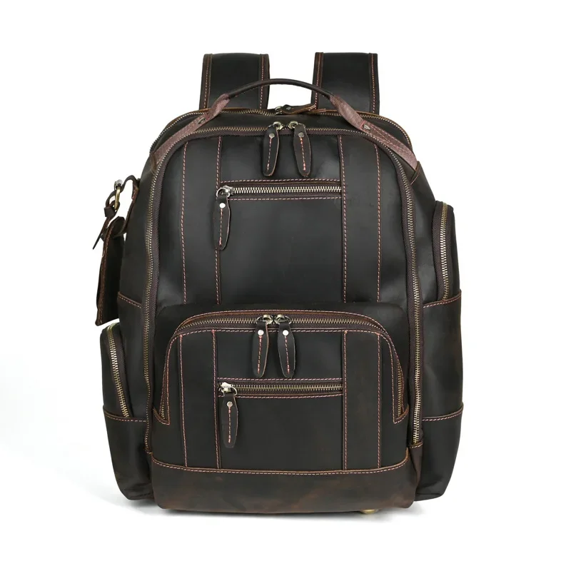 Men's leather backpack first layer cowhide trend retro business leisure large capacity backpack