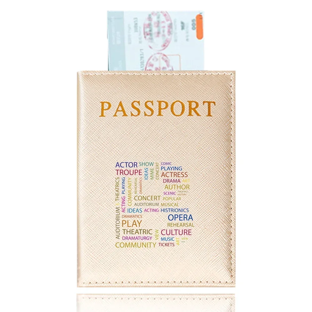 Funda de pasaporte de moda para mujer, letras de texto impresas, soporte para tarjeta de identificación, billete de viaje, estuche para pasaporte, accesorios de viaje