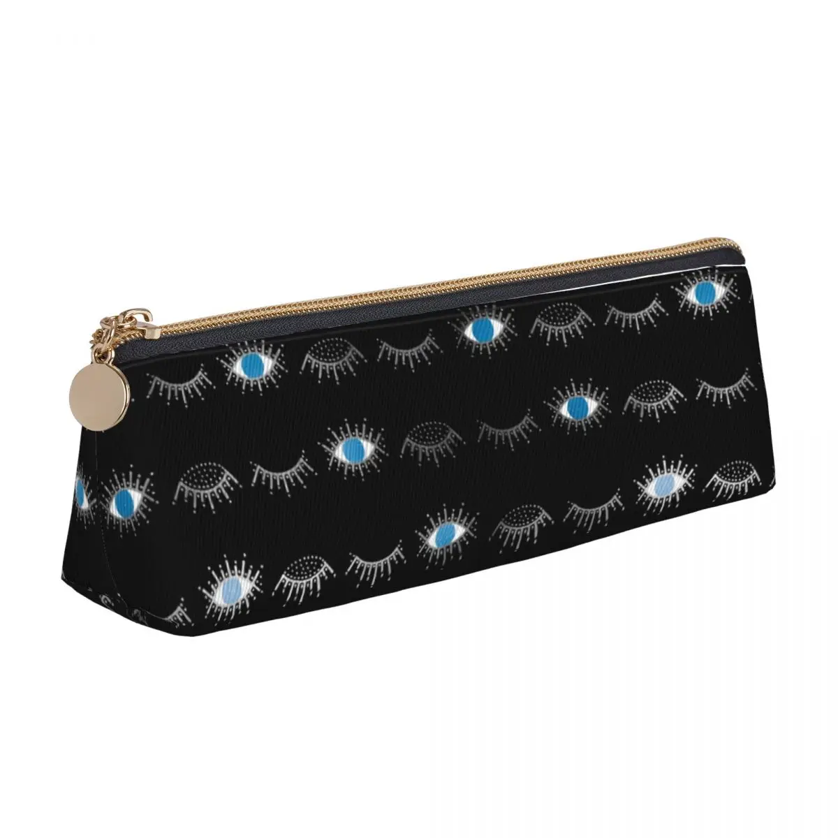 Evil Eye Eyelashes Pencil Case Nazar Mati Print Large Pen Box Boy Girl Triangle Kawaii School Pencil Cases Graphic Stationery