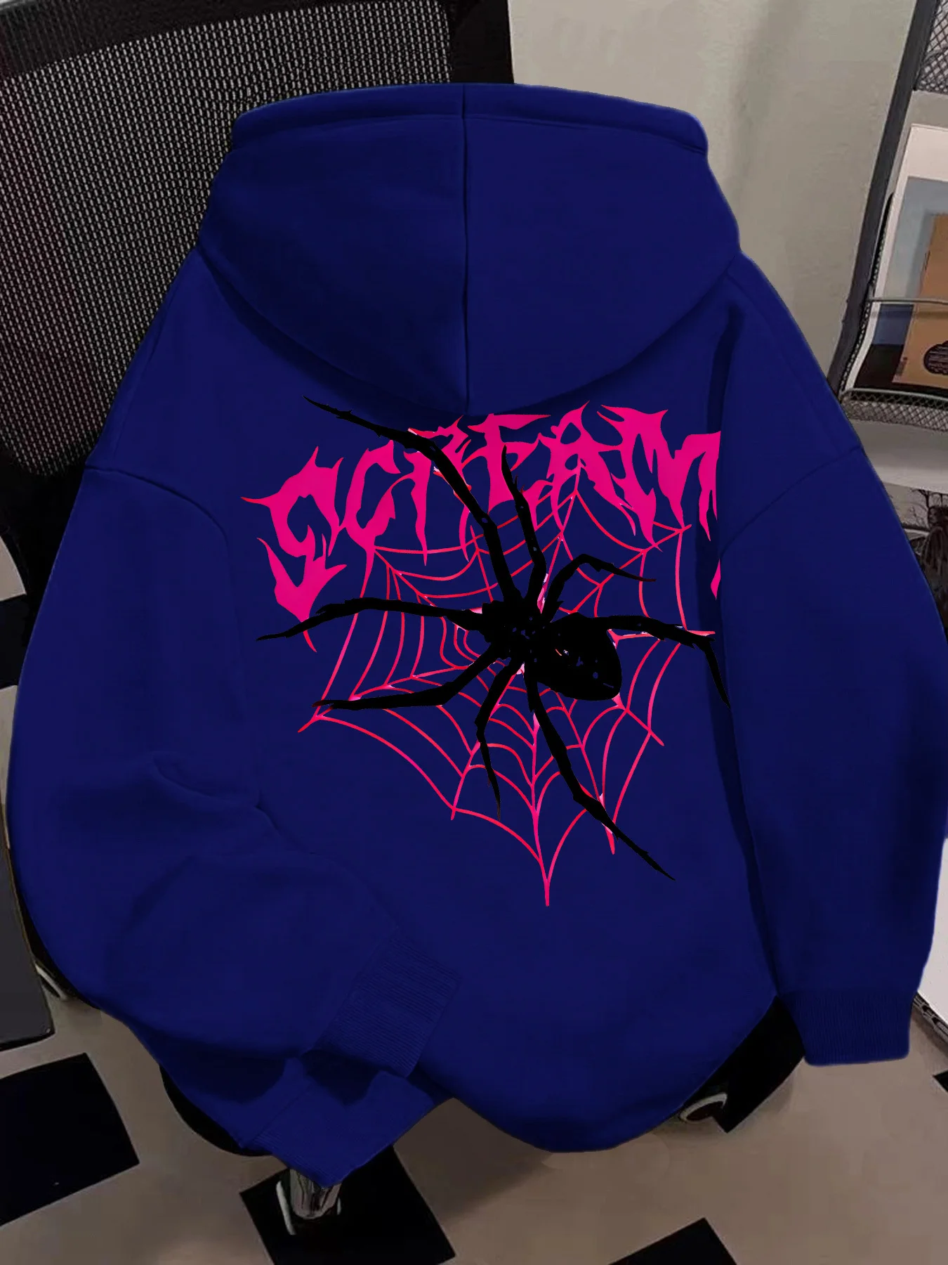 Women Spider Print Hoodie Unisex Autumn Winter Fleece Oversized Hooded Everyday Outdoors Hoodie for Any Occasion
