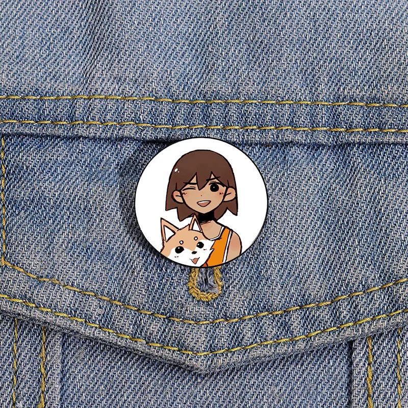 Omori Kel and Hector Printed Pin Custom cute Brooches Shirt Lapel teacher tote Bag backpacks Badge Cartoon gift brooches pins