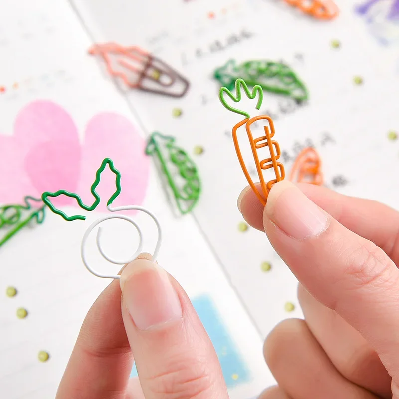 4PCS/lot Kawaii Paperclips Binder Clips Carrot Ice Cream Pea Turnip Shape Bookmark Ticket Holder Paper Clip School Stationery