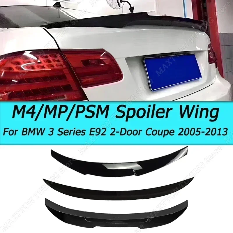 For BMW 3 Series E92 320i 320d 325i 330Xi 330Xd 335Xi M3 Coupe 2005-2013 Gloss Black Rear Spoiler Wing Splitter Exterior Trim