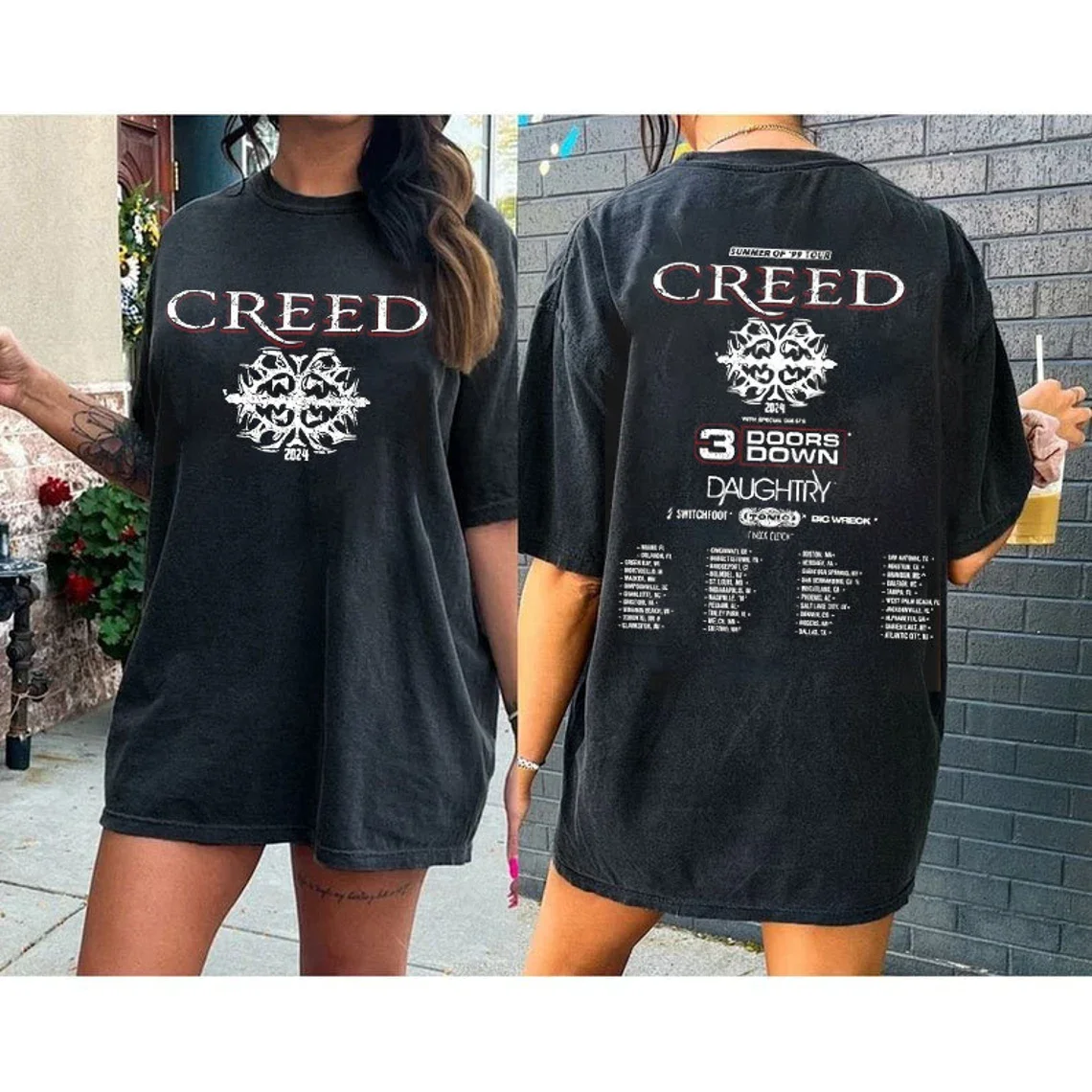 Creed 2024 Tour Summer of ’99 Tour T-Shirt 2 Sides Gift Fans