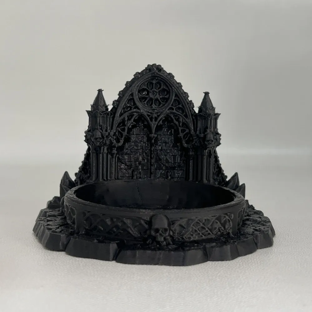 

3D Printed Jewelry Storage Tray Retro Creative Castle Jewelry Stand Black Unique Gothic Style Decorative Tray Dressing Tables
