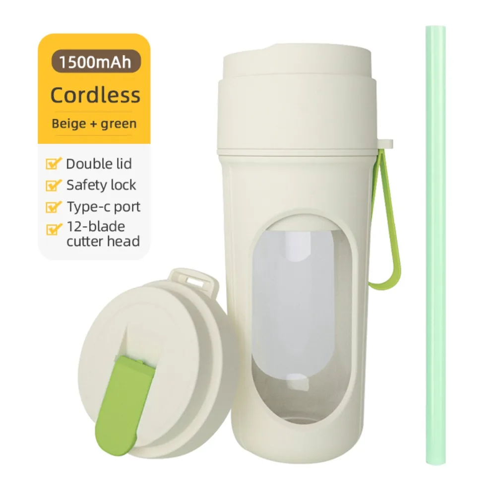 

New 450ML Juice Blender Mini Type-C Charging Juicer Large Capacity with Straw Juice Cup for Smoothies Milkshakes