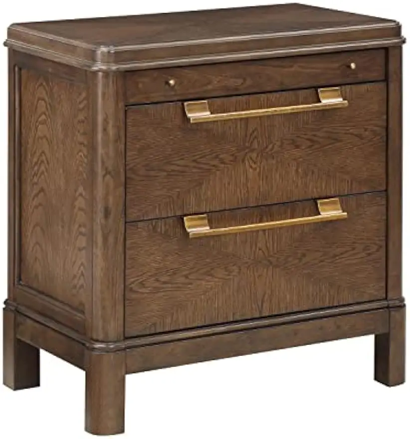 

Steve Silver Furniture Milan Modern Style, Warm Brown Walnut Finish, Sunburst Veneer Pattern Nightstand, 28 x 17.25 x 28.75